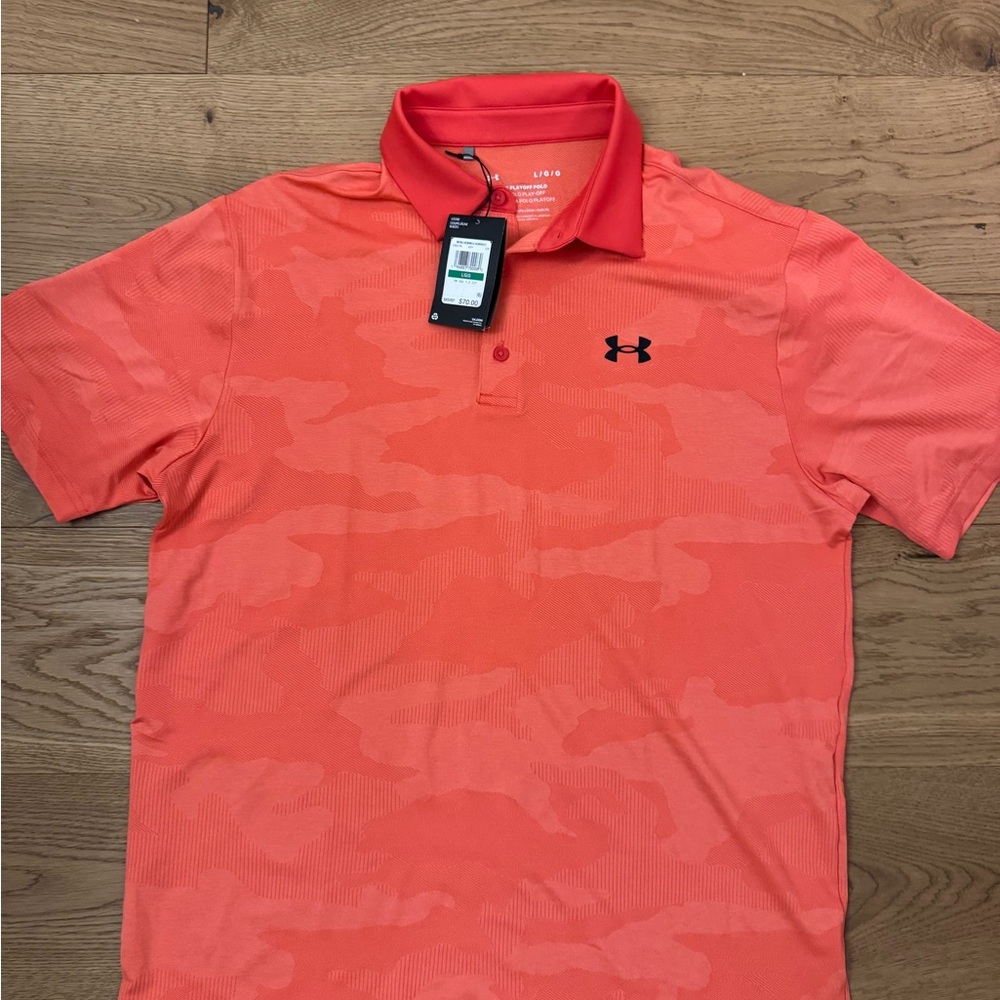 Under Armour Playoff Polo Mens Large Coral Camo Golf Shirt NWT